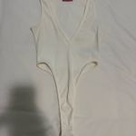 Edikted  High Cut Ribbed V Neck Bodysuit White Photo 1