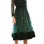 Mac Duggal 67007 Embellished Illusion High Neck Velvet Floral Dress 4 Emerald Photo 0
