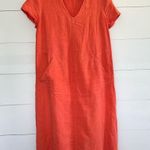Oska Women’s Orange Linen Vneck Short Sleeve Maxi Dress Size 1 (US6 Photo 0