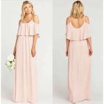 Show Me Your Mumu  Dusty Blush Crisp Caitlin Ruffle Maxi Bridesmaid Size Medium Photo 1