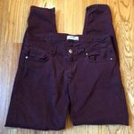 ZARA  maroon sateen cropped ankle zip jeans size 4 Photo 2