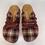 Think! Clogs 8 8.5 Plaid Leather Strappy Comfort Slides Shoes Sandals 39 Purple Photo 1