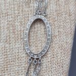 Monet  Silver Tone Multi Strand Necklace Oval Rhinestone Stations Formal 24.5" Photo 2