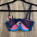 PINK - Victoria's Secret PINK Victoria’s Secret navy blue padded strapless bra, 32C, NWT Photo 2