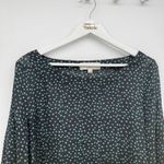 Loft Gray & Blue Polka Dot Flowy Sheer Top Size Large Polyester Photo 1