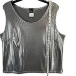 Slinky Brand Tank Top Womens 1X Gray Silver Polka Dot Shimmer Glam Boho Chic Photo 7