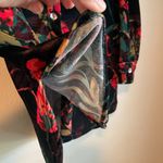 Soft Surroundings Shirt Size Small Black Velvet Red Floral Flowers Roses Buttons Photo 4