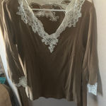 cha cha vente  Brown Top with Lace Accents large Photo 0