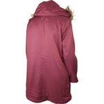 Denim & Co . Zip Front Twill Jacket Faux Fur Trimmed Hood Wine Medium NWOT Photo 8