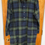 Ralph Lauren Polo Navy Green Plaid Fringe Hem Tunic Dress Popover Cotton Size 12 Photo 0
