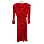 Tara Jarmon Red Midi Dress Women’s Long Sleeve Ruffled Button Front Floral 36 Orange Photo 5