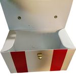 MCM Vinyl Handbag Vintage 1950s White Red Turn Lock Closure Handle Storage Case Photo 8