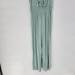 Jessica Simpson Jumpsuit Womens M Green White Polka Dot Wide Leg Smocked Straps Photo 9