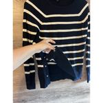 J.Crew  Sweater Sz Small Navy/White Stripe Cotton Crewneck Side Button Nautical Photo 1