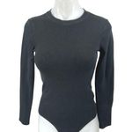 Abercrombie & Fitch Black Rib Knit Long Sleeve Crew Neck Bodysuit Sweater Top M Photo 0