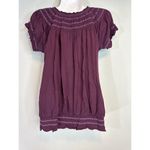 Little Yellow Button Purple Smocked Cotton & Modal Short Sleeve Blouse‎ Size S Photo 5