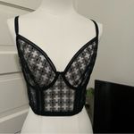 Huit Black Floral Lace Mesh Underwire Bra Corset 7 Hook Closure NWT 34D Photo 4