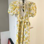 Pomelo sunflower embellished eyelets puff sleeve dress with belt Yellow Size M Photo 8