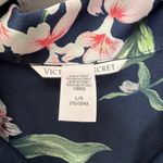 Victoria's Secret  Navy Blue Floral Satin Button Front Sleep Lounge Romper Size L Photo 3