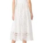 Shoshanna Midnight Christabella Dress Lace Hourglass Sleeveless V-Neck White 2 Photo 1