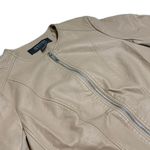 Kenneth Cole Reaction Nude Vegan Leather Bomber Jacket Tan Photo 4