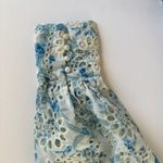En Saison Claire Floral Blue Eyelet Open Front Long Sleeve Mini Dress Sz Medium Photo 9