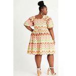 Ashley Stewart Women's Square Neck Printed Gauze Dress Size 18/20 Oversized NWT Photo 1