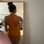 Vibrant Orange Draped Mini Dress Size M Photo 1