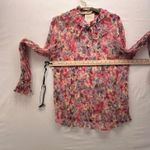 Johnny Was Silk Floral Blouse Pink Medium Photo 10