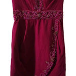 Mac Duggal  Strapless‎ Mini Dress Size 4 Maroon Velvet Embellished Photo 0