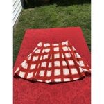 Liz Claiborne Red Cream Skirt Zip Front Lined Skirt Size 2p square plaid spring Photo 3