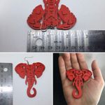 Boutique Laser-Cut Wooden Red Elephant Large Hook Earrings Wood Alabama Photo 4