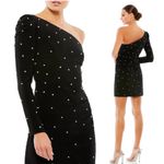 Mac Duggal NWT 55667 Rhinestone One Shoulder Long Sleeve Mini Dress Sz 4 $348 Photo 1