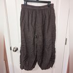 Grizas Linen Wide Leg Pocket Cuff Pants Women's Large Light Brown Photo 1