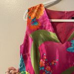 Ashro Dress 12 Bright Pink Floral Tropical Hawaiian Satin Cocktail 60s rainbow Photo 2