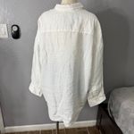 R13  Women's White Drop Neck Linen Blend Button-Up Shirt, Large Photo 2