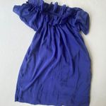 Ya Da Tunic Dress Top Small Blue Ruffled Neckline Lined Cotton Silk Dolm… Photo 4