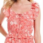 Red Dress Boutique NEW A Loves A Pink Floral Ruffle Sleeveless Jumpsuit M Photo 2