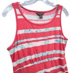 Tommy Bahama Tommy‎ Bahama Women's Coral White Striped Floral Sleeveless Cotton Dress Size MD Photo 2