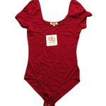 Short Sleeve Bodysuit Burgundy Red Photo 5