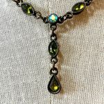 1928 green rhinestone beaded Y necklace Blue Photo 1