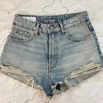 ZARA  High-Waisted Denim Shorts Distressed Photo 0