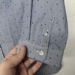 Lands' End Lands’ End Women’s Size 4 Petite Blue Striped Button Front Shirt 3/4 Sleeve Photo 9