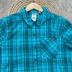 NWT L.L. Bean Women’s Eddy Plaid Button Down Shirt Top Longsleeve Blue Green M Size M Photo 3