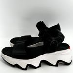 Sorel  Kinetic Impact Y-Strap High Sandals Platform Knit Open Toe Black White 8 Photo 3