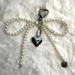 White Bowknot Heart Sweet Charm Pearl Bow Bag Charm Fashion Charm Photo 0