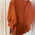 Holding Horses Linen Loosefit Lagenlook Solid Burnt OrangeSmall Shirt Blouse S Photo 1