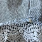 Free People SZ W 25 Jean Shorts Crochet Lace Hems Zip-Fly Distressed Light Wash Photo 5