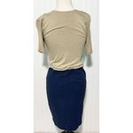 Boden Women's Scoop Neckline Sheath Dress Beige Navy Blue Two Photo 4