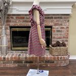 LK Collection pink & grey striped ruffled cocktail dress/ M /Excellent condition Photo 6